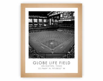 Texas Rangers MLB | Globe Life Field | 8 x 10 inches | Black and White | Poster | Digital Download