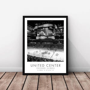 Chicago Blackhawks NHL | United Center | 18 x 24 inches | Black and White | Poster | Digital Download