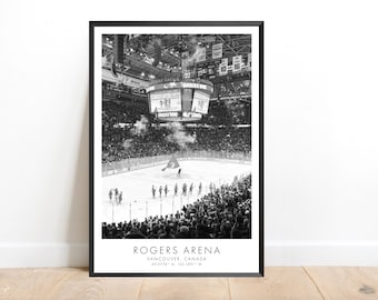 Vancouver Canocks NHL | Rogers Arena | 24 x 36 inches | Black and White | Poster