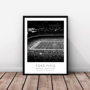 Lions NFL | Ford Field | 16 x 20 inches | Black and White | Poster