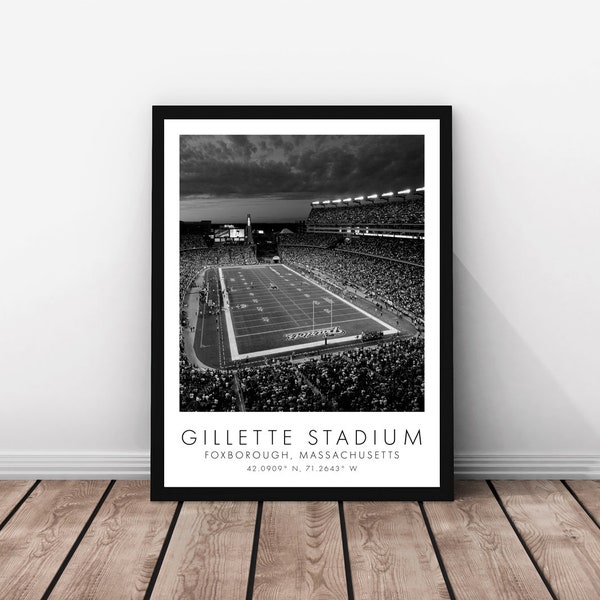 Patriots NFL | Stade Gillette | Noir et blanc | Affiche