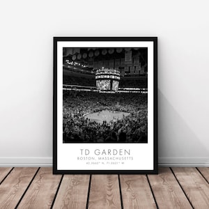 Boston Celtics NBA | TD Garten | 45 x 61 cm | Schwarz und Weiß | Poster | Digitaler Download