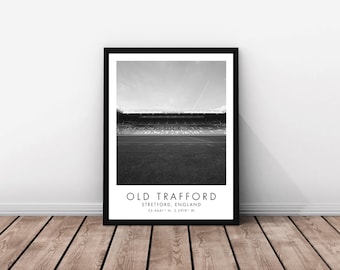 Manchester United FC | Old Trafford | 18 x 24 inches | Black and White | Poster