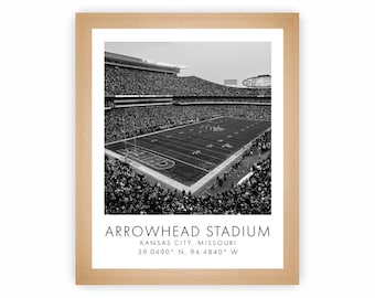 KC Chiefs NFL | Arrowhead Stadium | 8 x 10 inches | Black and White | Poster