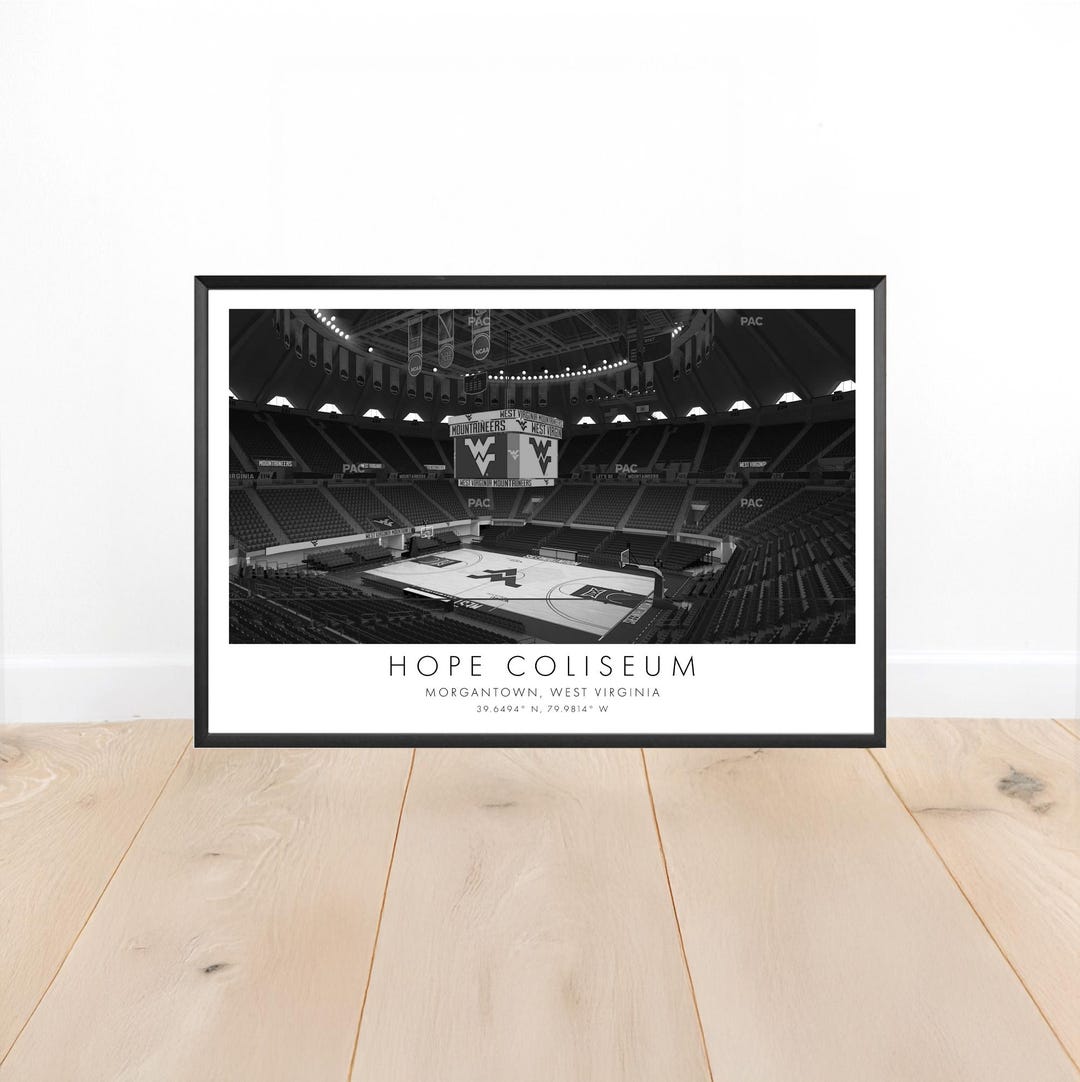 West Virginia University | Hope Coliseum | 36 X 24 Inches | Black and ...