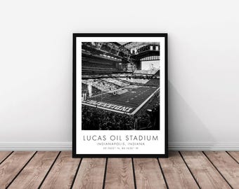 Indianapolis Colts NFL | Lucas Oil Stadium | 18 x 24 inches | Black and White | Poster