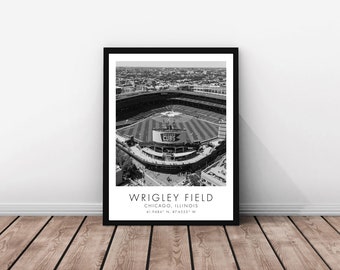 Chicago Cubs MLB | Wrigley Field | 18 x 24 inches | Black and White Poster