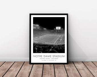 Notre Dame Football | Notre Dame Stadium | 18 x 24 inches | Black and White | Poster