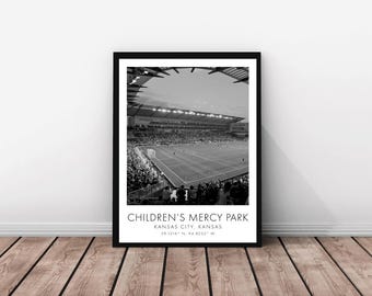 Sporting Kansas City MLS | Children's Mercy Park | 18 x 24 inches | Black and White | Poster