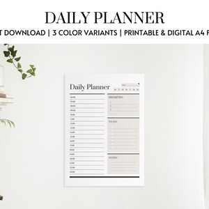 Modern Daily Planner, Printable Daily Planner, Minimalist Planner, Productivity Planner, Downloadable Planner, Daily Diary, Planner PDF