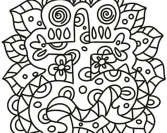 3 Taino and Mandala Inspired Coloring Pages