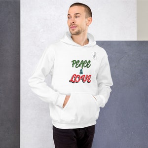 Peace &Love Unisex Hoodie verkrijgbaar in verschillende maten