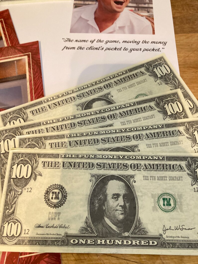 The Wolf of Wall Street BIRTHDAY Cards With Pretend 100 Dollar Etsy