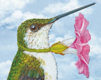 Vicki Sawyer Party Birds Cocktail Napkins: Floral Hats, Hummingbird, Set of 20