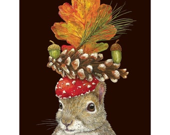 Autumn Squirrel Notecard by Vicki Sawyer,All Occasion Notecard