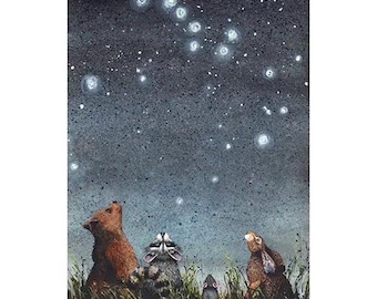 Constellations Notecard, Animals Under Night Sky