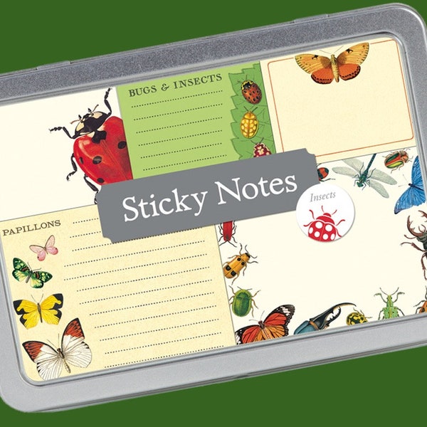 Bugs and Insects Sticky Notes - Great for crafting, scrapbooking and keeping organized - Cavallini and Co.