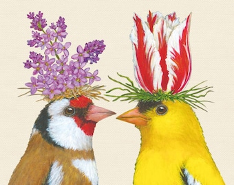 Bird Cocktail Napkins – Vicki Sawyer Party Birds, Whimsical Bird Lover Gift, Funny Bird Party Decor, Hostess Gift, Garden Party Supplies