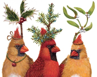 Vicki Sawyer Party Birds Cocktail Napkins: Cardinals, Set of 20