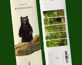 Artwork Woodland Bookmarks, Set of 5, Crafting, Journaling