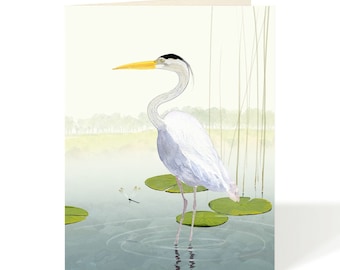Watercolor Heron Notecard: Tranquil Art Card
