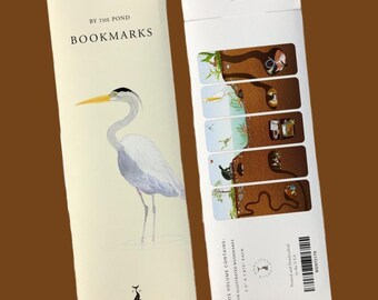 Pond Life Bookmarks, Set of 5, Illustrated Nature Art