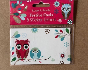 Festive Owls Sticker Labels