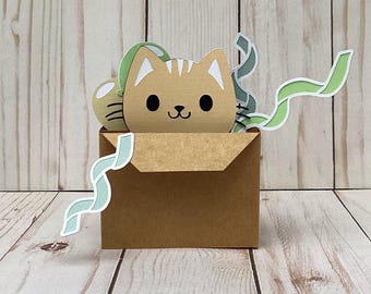 Cat in a Box Pop Up Card