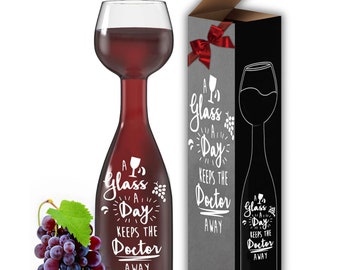 Gift for wine lovers wine glass bottle glass wine bottle high-quality glass, wine lover gift idea for Christmas and birthdays