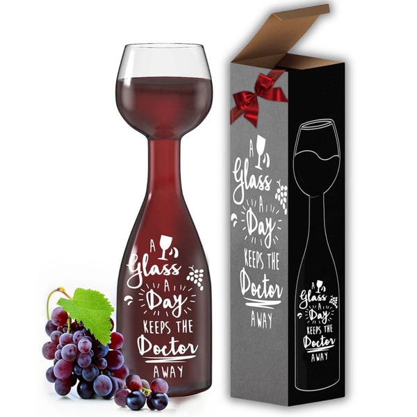 Gift for wine lovers wine glass bottle glass wine bottle high-quality glass, wine lover gift idea for Christmas and birthdays