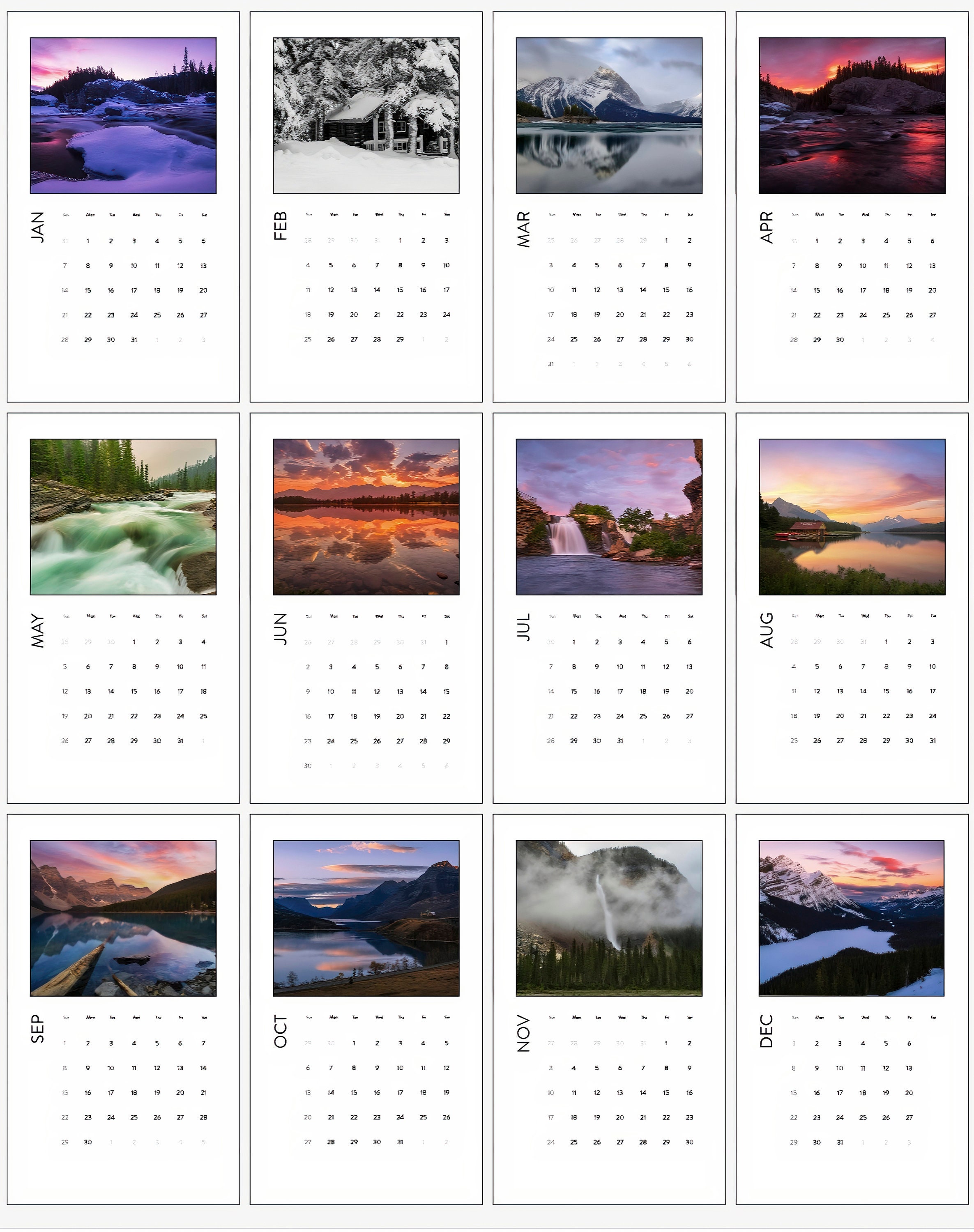 2024 Canadian Rockies Vertical Calendar on Oak Stand Banff & Etsy Canada