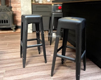 1:12 Scale Dollhouse Industrial Style Bar Stool, Modern Miniatures