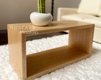 Dollhouse Natural Wood Coffee Table, Miniature Furniture 1:12 Scale