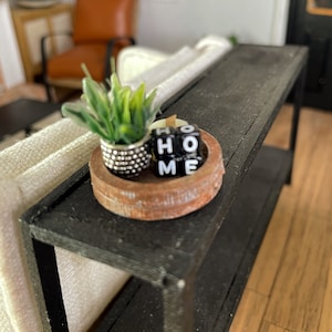 Poppenhuis miniatuur houten decoratief dienblad, woondecoratie poppenhuis, modern poppenhuis, poppenhuiskaars