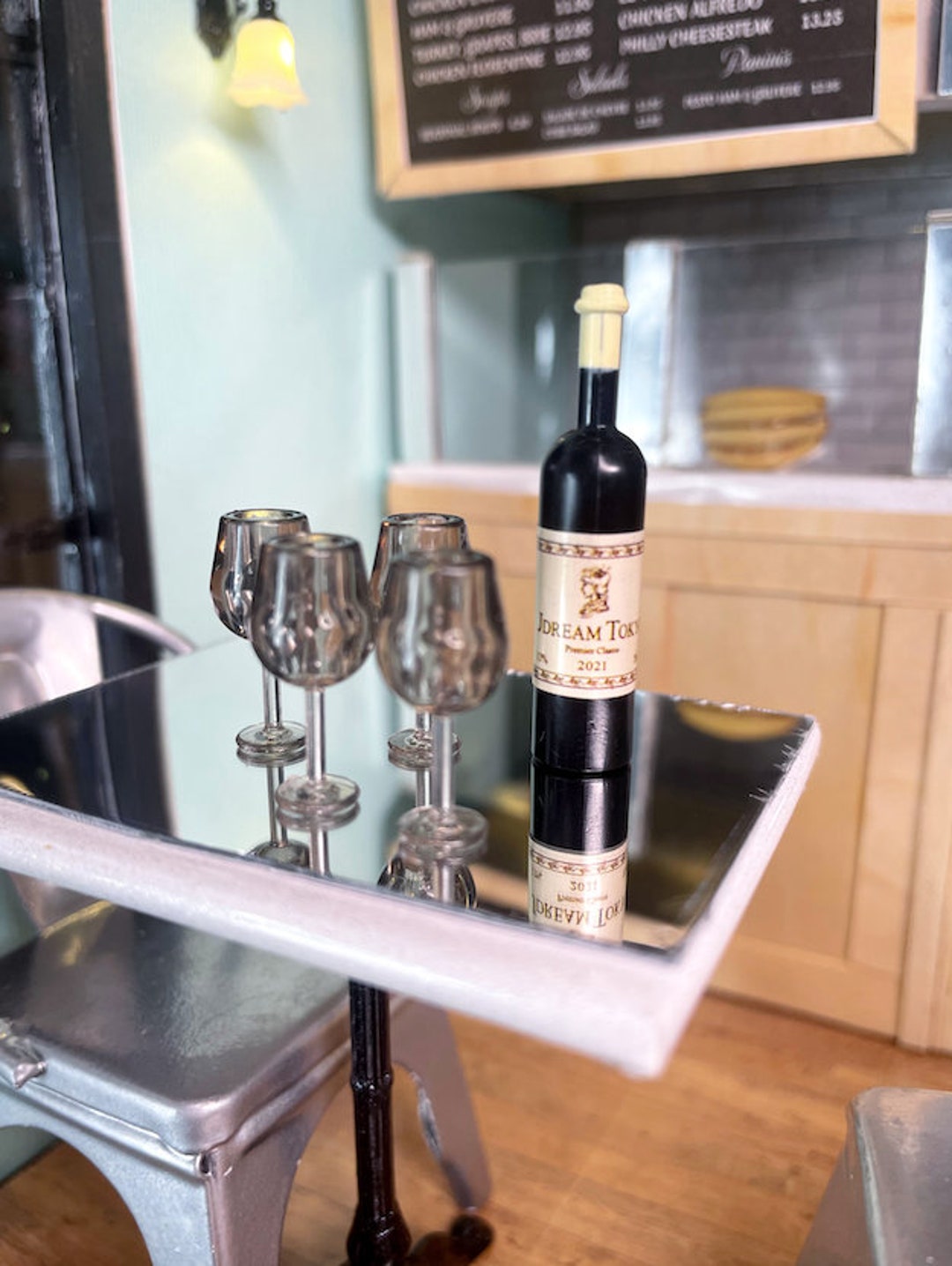 Dollhouse Grey Wine Glasses, Dollhouse Wine Bottle, Dollhouse Drink Etsy