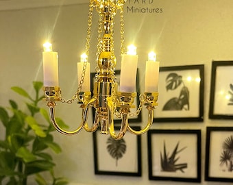 Lámpara de araña para casa de muñecas, miniatura moderna, escala 1:12