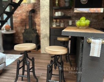 1:12 Scale Dollhouse Bar Stool, Modern Miniature Pub Stool