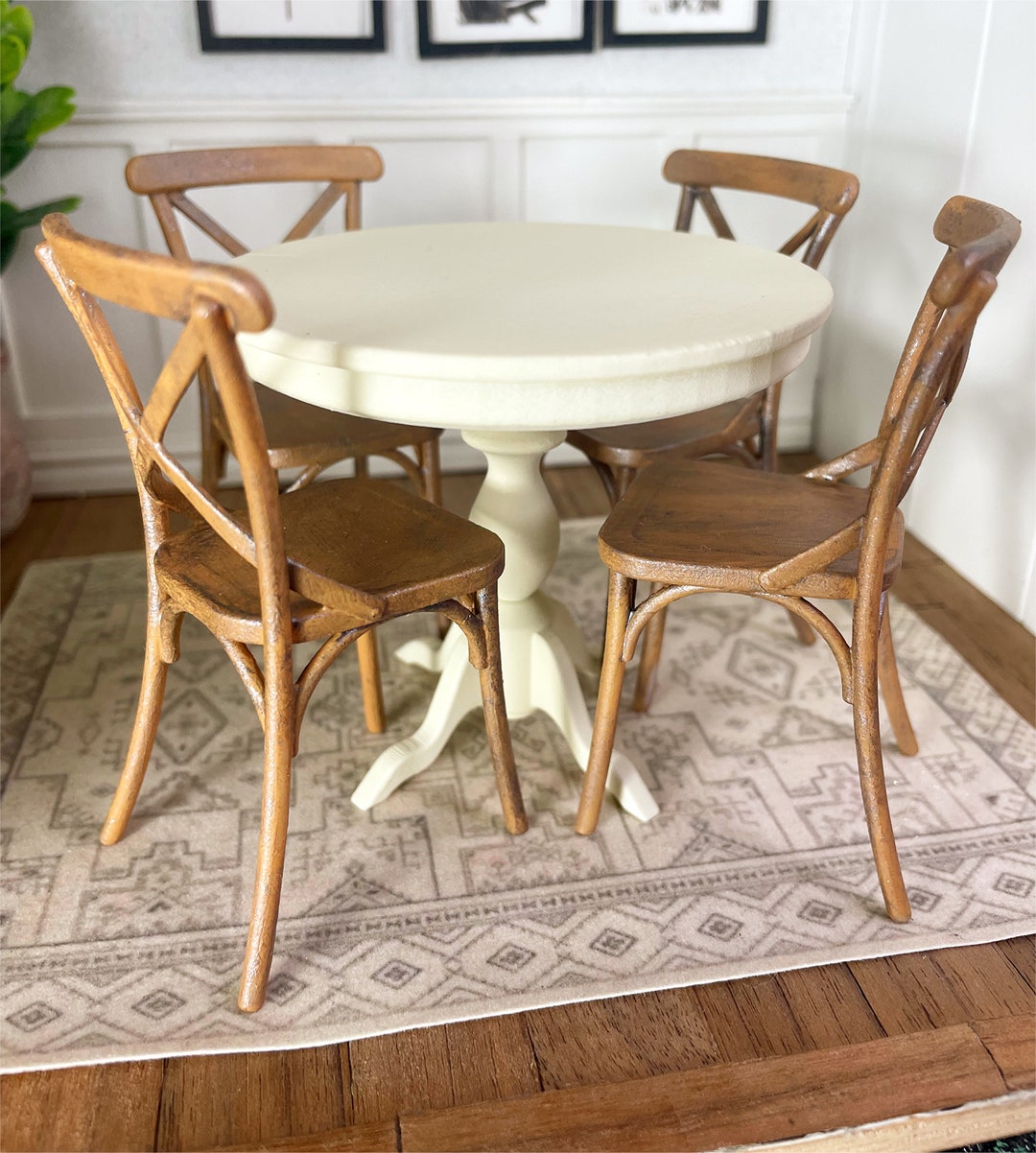 112 Scale Dollhouse Chairs, Dining Table, Modern Dollhouse, Miniature Chair, Distressed X Back