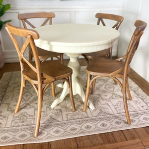 Sillas de casa de muñecas a escala 1:12, mesa de comedor, casa de muñecas moderna, silla en miniatura, silla con respaldo en X desgastado, silla de comedor