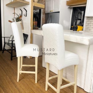 Dollhouse Braided High Barstool, Modern Miniatures, white