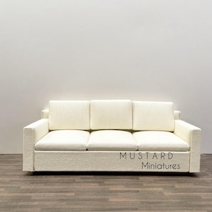 1:12 Scale Dollhouse Miniature Beige Sofa, Modern Dollhouse couch, Dollhouse Miniatures