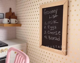 Dollhouse Chalkboard Sign with Chalk: Miniature Wall Decor