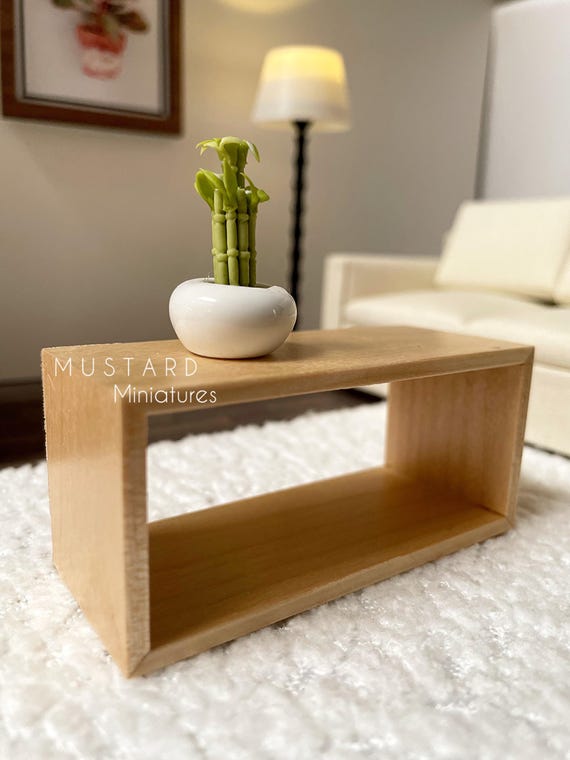 1:12 Scale Dollhouse Natural Wood Coffee Table, Miniature Furniture
