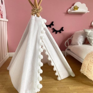 Dollhouse 1:12 Teepee white, Dollhouse girl room accessory