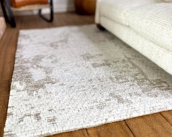 Dollhouse Area Rug, Modern Miniature Rug, Miniature living room rug, 1:12 scale, Beige Silver Rug, Accent Decor