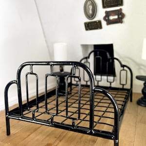 1:12 Scale Dollhouse Black silhouette bed frame, dollhouse miniatures bed, modern miniatures