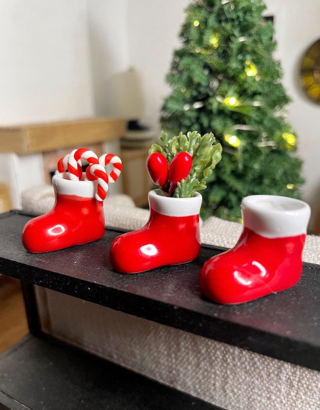 5 Pairs Mini Boots Plastic Child Santa Crafts Miniature Christmas  Decorations