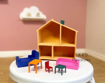 3D-geprint miniatuurpoppenhuis op schaal 1:144 met meubels
