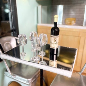 Dollhouse Transparent Wine glasses, Dollhouse Wine bottle, Dollhouse Drink