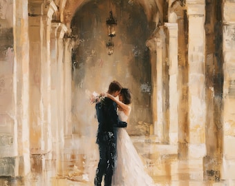Oil painting original from photo, Wedding gift, Custom wedding ceremony portrait on canvas, Custom art, Gift for wife, Wedding painting